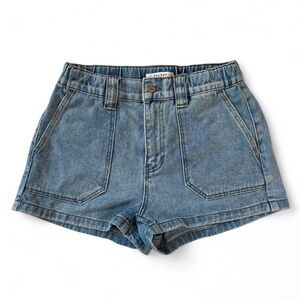 Pacsun High Waisted Mom Jean Shorts elastic waistband pockets summer high rise